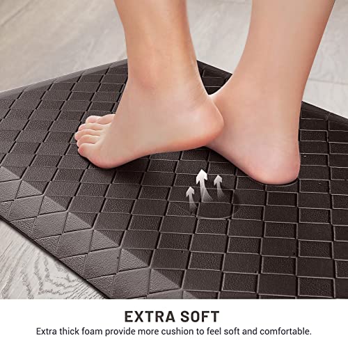 HappyTrends Kitchen Floor Mat - 4/5 Inch Thick Anti-Fatigue Kitchen Rug,Waterproof Non-Slip Kitchen Mats and Rugs Heavy Duty Ergonomic Comfort Rug for Kitchen,Office,Sink(17.3" x 39", Chocolate) | Waterproof Non-Slip Kitchen Mats and Rugs Heavy Duty Ergon