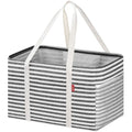 LHZK Standing Utility Tote Bag with Metal Wire Frame and the Sides Rinforced, Large Tote Bag with Handle, Reusable Grocery Bags Foldable, Beach Bag, Car Tote, Black, 18.5''x11.8''x11.5'' | Metal Wire Frame - color: Black/White, size: 18.5''x11.8''x11.5''-