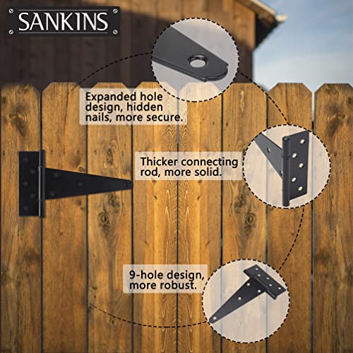 8 Inch T-Strap Shed Door Hinges Heavy Duty, Black Tee Hinge for Wooden Fences, Yard Door, Barn Door Gates, Wrought Hardware Rustproof, 6 PCS - color: 6 pcs, size: 8 Inch