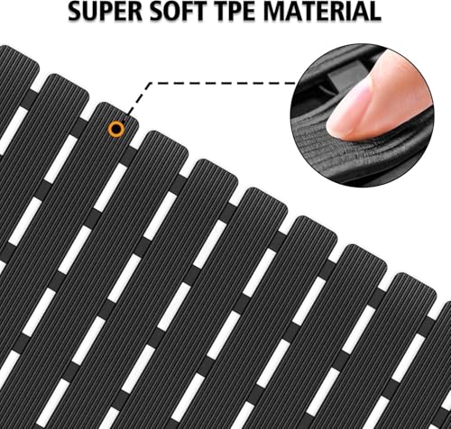 MBOSS Square Shower Mat for Inside Bathroom, Non Slip Bathtub Mat, 24 X 24 Inch Non Slip Shower Mat for Tub & Shower, Bathroom Essentials Safe, Easy to DIY Cut, Eco-Friendly Materials - color: Black
