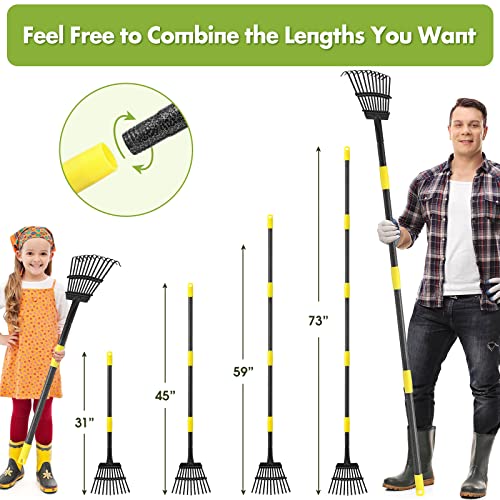 Rake for Leaves, Heavy Duty Small Leaf Rakes for Lawns & Yard with 78” Length 8.5” Width 11 Metal Tines, Lightweight Gardening Rake for Women Men Kids for Shrub,Grass,Mulch - style: 11 Tines 6FT