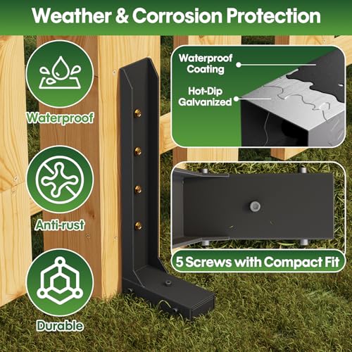 Fence Post Repair Kit 1 Pack, 8mm Double-Layer Post Anchor for Wood Posts | Heavy Duty & Anti-rust Post Anchor, Quick Fix Leaning/Broken 4x4/6x6 Wood Posts Support