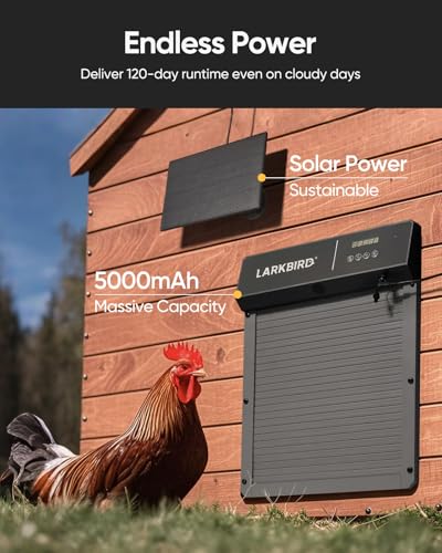 LARKBIRD Automatic Chicken Coop Door with Audio Recall Function, Gray | Solar & Battery Powered, Timer & Light Sensor, Bluetooth App Control, Anti-Pinch System - color: Gray