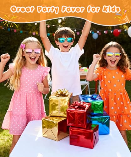 Sumsun Kids Sunglasses Bulk Party Favors 16 Packs Boys Girls Age 3-8 with UV400 Protection for Birthday Graduation Party Supplies (Solid color 16 Pack) - style: 16pc Solid Color