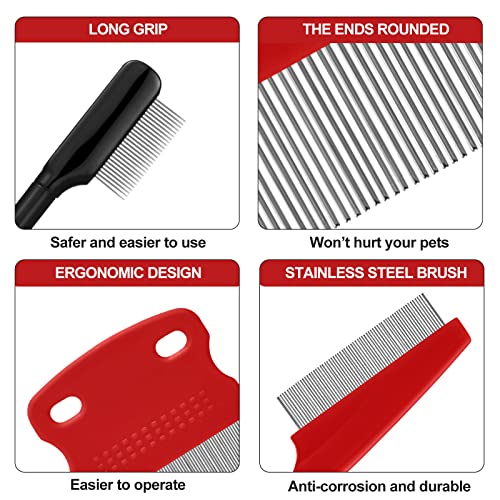 5 Pieces Dog Eye Combs Tear Stain Remover Combs Pet Grooming Comb for Small Dogs Gently Removing Eye Mucus and Crust (Red, Black) - color: Black