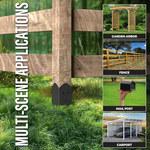 6 Pack 31.5"x4"x4" Heavy Duty Fence Post Anchor Ground Spike (S6) | Heavy Duty, Ground Spike, Outdoor Support Deck, Porch, Railing, Mailbox - size: 32IN