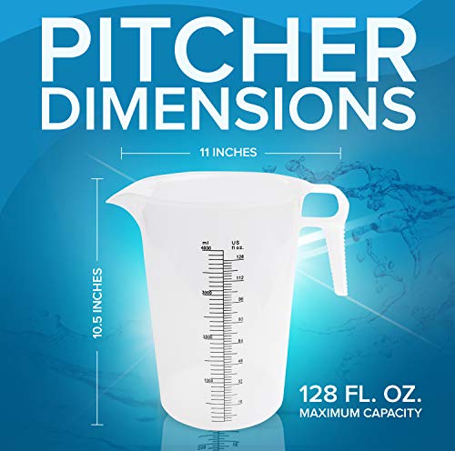 ACCUPOUR 8oz (250 mL) Measuring Pitcher, Plastic, Multipurpose - Great for Chemicals, Oil, Pool and Lawn - Ounce (oz) and Milliliter (mL) Increments (1 cup) - size: 8oz