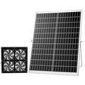 VEVOR Solar Powered Fan, 25W Solar Panel with 4 Fans, Adjustable Solar Panel Angle, 2668 RPM High-Speed, Flexible Installation, Fast Air Exchange for Greenhouse, Grow Tents, Chicken Coops, Shelters - size: 4.7" Fan×4 -25W