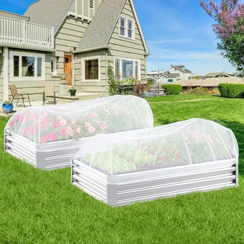 MUDEREK 2 Pack Garden Sun Shade Cloth for Raised Beds 6.5x10ft White | Plant Shade Cloth Non-Woven Garden Sunshade Cloth for Vegetables Sun Shade Cloths for Raised Bed to Protect Plants - size: 6.5x10ft/2PC