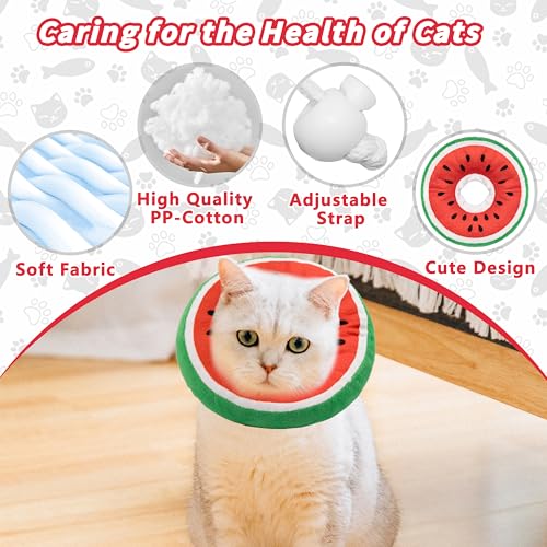 Soft Cat Cone Collar, Cute Cats Recovery Collar Suitable for Cats | Cat cone for Small, Medium, Large cat,Elizabethan Neck Collar for Cats After Surgery (Watermelon, Small) - color: Watermelon, size: Small