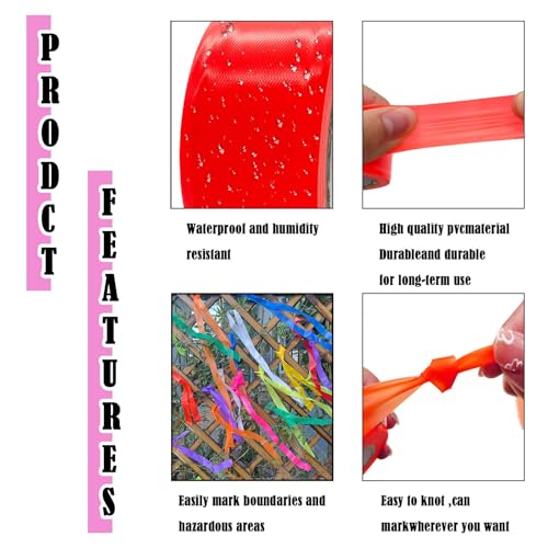 10 Pack Pink Flagging Tape, Non-Adhesive Plastic Ribbon Neon Marking Roll | 1inch*2000ft, Marking Tape for Tree Marking, Hunting, Boundaries and Hazardous Areas,Trail Marking - color: Pink-10pack