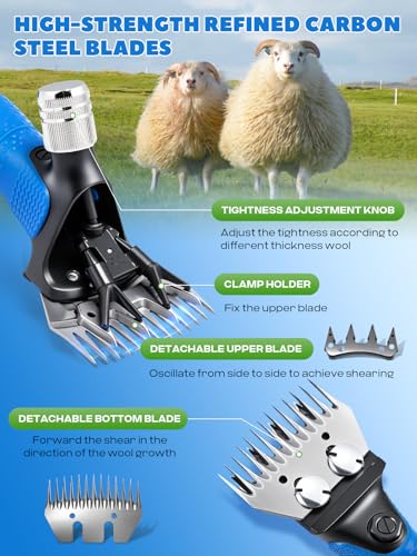 Sheep Shears Electric 850W, Infinite Speed Adjustable 2400-3000RPM | Low-Noise Operation Animal Grooming Clippers with 30V Output Transformer & Anti-Slip Rubber Grip, for Safe, Consistent Use