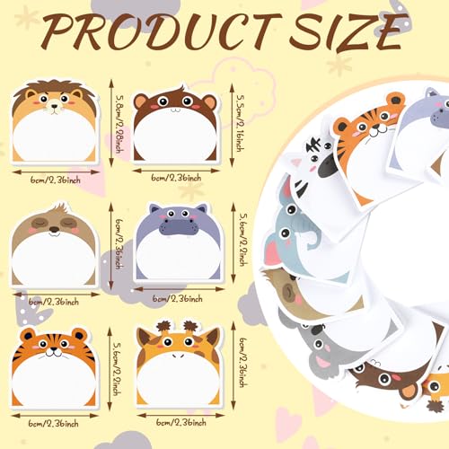 Yinder 24 Pads Safari Animal Sticky Notes Fun Kawaii Memo Self Stick | Animal Shape Design, School Office Bulk, Students Teachers Veterinary, Party Favor Tabs Back to School Supplies - style: Safari Animals