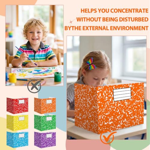 Sabary 24 Pack Desk Dividers for Students,Marble,Colorful | Privacy Folders Testing Dividers with Labels, Standard School Privacy for Classroom Teacher Supplies - color: Colorful, style: Marble