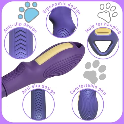 Pet Comb for Grooming Long Haired Cats & Dogs With Stainless Steel Metal Teeth for Shedding and Tangles, Non-slip & Anti-static rubber handle,Safe & Gentle Pet Grooming Comb - size: Pet Detangling Comb