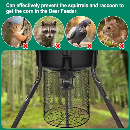 Foldable Deer Feeder Varmint Guard, 13x12 in Stainless Steel Deer Feeder Protective Guards Cage for Outdoor Fores, Keep Raccoon Squirrels Birds Away from Your Feeder