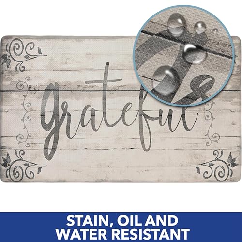 Cozy Living Anti-Fatigue Kitchen Mat, Grateful Floral 17.5"x30" - color: Grey/Cream, size: 18"L x 18"W x 0.5"Th