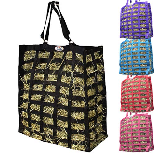 Derby Originals Supreme 4-Sided Slow Feed Hay Bag – Patented, 1-Year Warranty, 3.5" & 1.75" Openings - color: Black