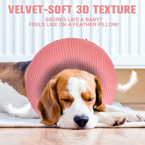 BINGPET Inflatable Dog Cone Collar,Dog Neck Donut Alternative After Surgery | Soft Cone for Large Medium Small Dogs Cats, Recovery E Collar to Stop Licking Pets from Injury, Lightweight Breathable Cotton - color: Pink, size: L(Neck: 16"-18" | Diameter: 19