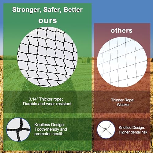 Large Round Bale Hay Net 5x5 ft for Horses, Heavy Duty Slow Feed Hay Net with Knotless Design and 1.7" Holes for Livestock Goats, Fits for Round Bales 4x4-5x5ft or Square Bales 3x3x8-4x4x8ft - style: 5*5Ft(Black)