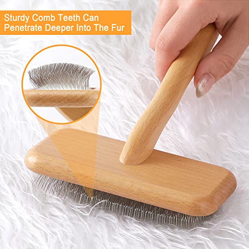 Carpet Rake Sheepskin Wool Brush, Wood, 1PCS - color: Wood