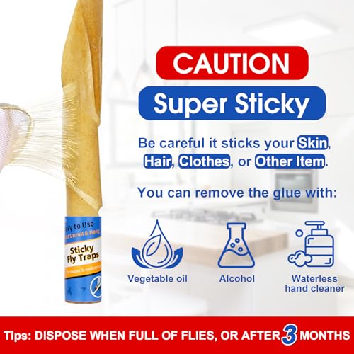 24 Pack Fly Strips Indoor Hanging Fruit Fly Trap Outdoor Sticky | Gnat Traps Fly Tape Fly Paper for Bug, Insect, Pest, Mosquito Fly Ribbon for Orchard Farm Garage Kitchen - size: 24 pack