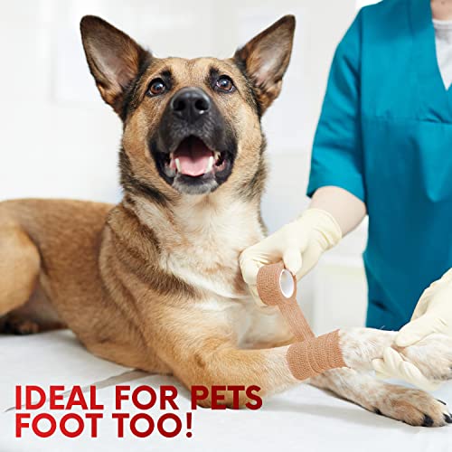 HEALQU Self Adhesive Bandage Wrap – Cohesive Tape for Athletic & Sports - 1" x 5 Yard Self Adherent Medical Tape, Flexible, Waterproof Elastic Bandages for Wrist & Ankle Vet Wrap for Dogs (Box of 12) - size: 1" Box of 12