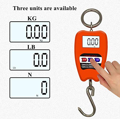 Hanging Weight Scale Industrial Heavy Duty for Farm, Hunting, Bow Draw Weight, Big Fish & Hoyer Lift with Accurate Sensor Digital, Professional (440LBS Orange) - color: 440LBS Orange