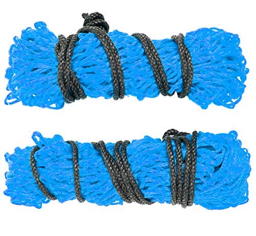 Majestic Ally 2 pcs Slow Feed 42” Hay Net for Horses, Strong Small 2x2” Holes, Nylon Rope Hanging, Adjustable Travel Feeder for Trailer and Stall, Simulates Grazing, Reduce Waste - color: Hurricane Blue