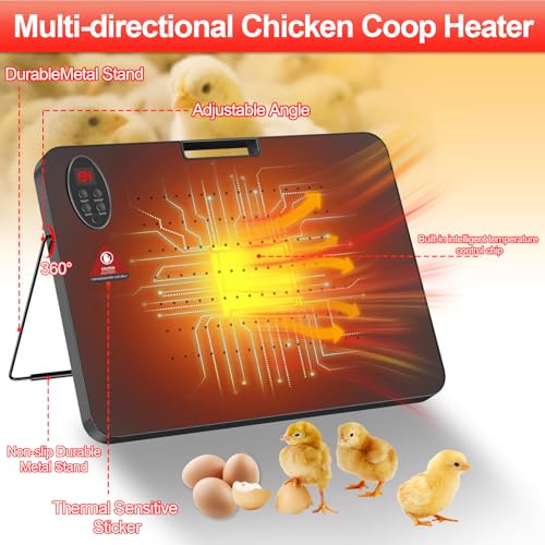 Chick Brooder Heater,200 Watts Radiant Heat Panel with Overheating Protection,Smart Brooder Chick Heater with Adjustable Temp (86~194℉) & 12H Timer,Remote Control,Safe Chicken Heater for Winter Pets