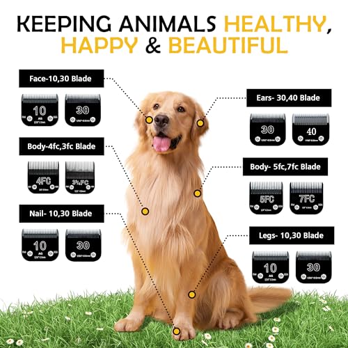 Detachable Steel Pet Dog Clipper Blades, Size-4F, Compatible with Andis Cut Length 3/8" - size: 4F: 3/8" (9.5mm) Black