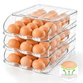 SMRCAD 54-Egg Dispenser with Silicone Bumpers, Auto-Rolling, Stackable | BPA-free food-grade PET | Stackable with lid | Built-in handle | 11.92"L x 8.85"W x 7.9"H | Hand wash only - size: 3 Tier Holder 54 Eggs (L SIZE)