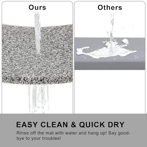 Nonslip Bathtub Mat, Anti Slip Bath Mat 0.6" Extra Thick, Quick Dry Bath Tub Anti Slip Shower Mat, Loofah Non-Slip Bath Mat for Tub Bathroom Pool Kitchen Entryway Home Hotel(Grey 24x24) - color: Grey, size: 24" x 24" (Square)