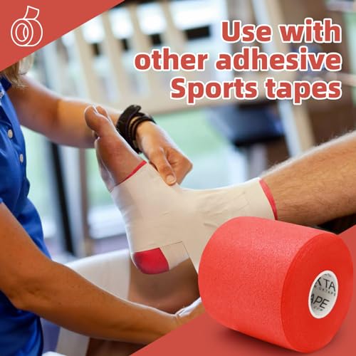 OK TAPE Pre Wrap Tape 4-Rolls 120 Yds Athletic Foam Underwrap for Sports | Protect for Ankles Wrists Hands and Knees, Soft, Breathable, Skin-friendly and Latex-free 2.75 Inches - Red - color: Red, size: 2.75 Inch x 30 Yards