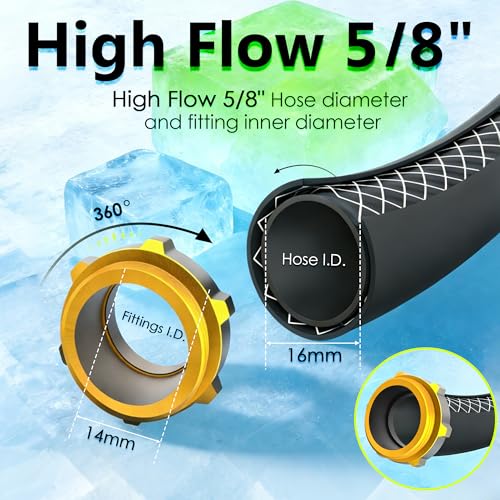 5/8 IN. × 90FT. Heavy Duty Rubber Garden Hose, High Flow 5/8" I.D. Brass Fitting No Memory Durable Heavy Duty Water Hose for Watering, Irrigation, Water Transfer Pump - color: Black, size: 90FT