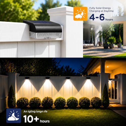 16PK Solar Fence Lights Outdoor Waterproof, 12H Step Lights for Yard | IP55 Waterproof, 12H Runtime, 50LM Bright, for Stairs Deck Patio Fence
