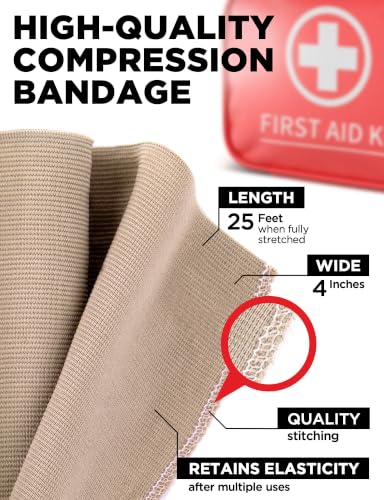 Premium Elastic Bandage Wrap - Extra Long - 2pk - 4" x 9ft + 4 Extra Clips | Strong Compression Bandage Wrap for Leg, Arm, Wrists, Elbow, Ankles, Feet and Knees - for First Aid Kit and After Surgery - size: 2 Pack (X-Long)