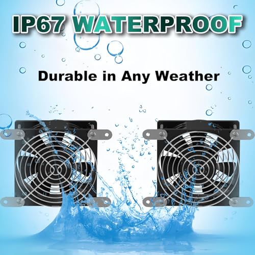 Powerful Solar Exhaust Fans, with Dual Install-Free 30W Solar Panels, Cloudy Days Working, Waterproof Solar Powered Cooling Fan for Ventilation in Greenhouse, Pet House, Chicken Coop, Garage