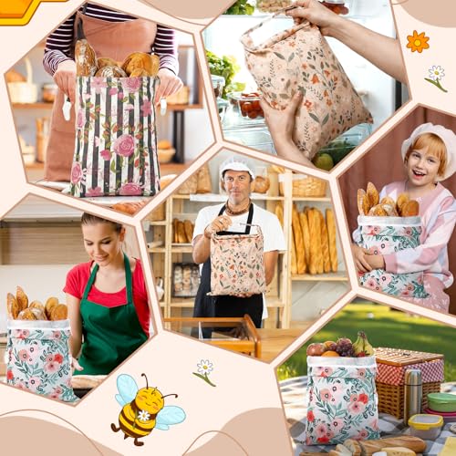 Tallew 3 Pack Beeswax Bread Bags for Sourdough Homemade Bread, Large 17x13 Inch Reusable TPU lining Beeswax Storage Bags with Sealing Zip Keep Fresh Freezer(Floral Style) - style: Floral Style