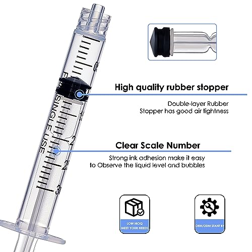 Arrebol 3ml syringe with luer lock needle,Plastic Disposable Syringe Tool for Scientific Labs,Liquids Refilling,Measuring,Individually Sealed Packaging (3ml with 23G1inch Needle 100-Pack)