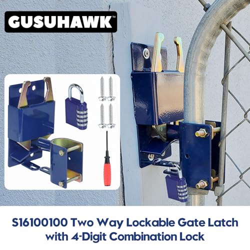 2 Way Farm Gate Latch for Gates with 1-5/8" to 2" Tubes, Lockable | 4.1"x7.8" Two Way Lockable Gate Latch with Combination Lock, Used as Livestock Horse Cattle Gate Latch for Metal Tube Gates - color: 1x S16100100(Large Size Version 4.1"x 7.8")