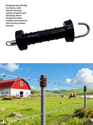 6-Piece Plastic Electric Fence Gate Handle Insulators, Gate Connectors, Electric Fence Wire Handles, Heavy-Duty Electric Fence Insulators with Spring-Loaded Gate Handles