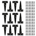 T Strap Hinges Heavy Duty, Shed Door Gate Hinges(Black) (12, 12 Pcs *4 inch) - size: 12 Pcs *4 inch
