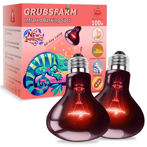 100W UVA Infrared Red Heat Lamp Bulb,All-Day Heating for Reptiles | Strong Bones & Energy, High-Performance Basking Spot Light for Leopard Geckos, Turtles & Chicks, Terrarium & Brooder Heater - color: Red Infrared, size: 100W-3.15″