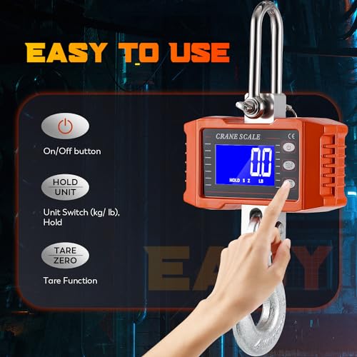 CGOLDENWALL Digital Crane Scale 2200lb Hanging Scale with Switchable kg/lb Display - ideal for Farms, Hunting and Livestock - size: 1000kg