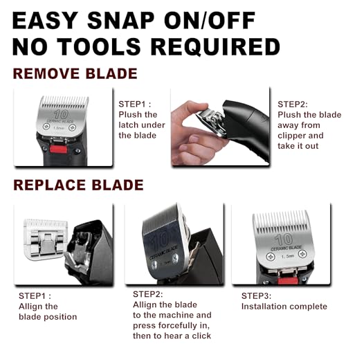 Detachable Pet Clipper Wide Blades Dog Grooming Clipper Replacement Ceramic Blades, Compatible with Andis, Wahl, Oster(Size 3FW,Cut Length 13mm) - size: 3FW (13mm)
