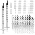 100 Pcs 1ml 1cc Syringe No Needle Plastic Syringe with Caps | for Pets Oral, Refilling, Oil or Glue Applicator, Measuring or Transfering Amount of Liquids