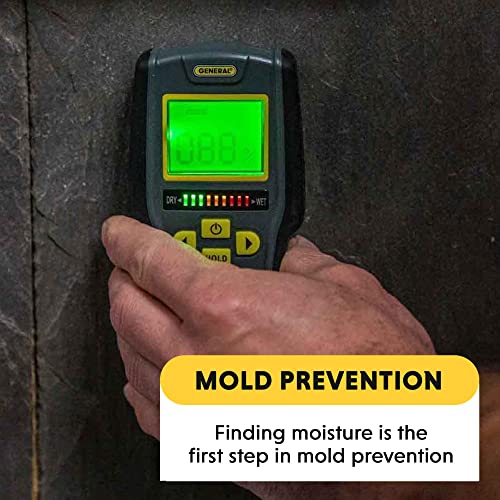 General Tools Digital Moisture Meter MMD7NP - Humidity Sensor- Pinless and Non-Invasive | Non-invasive moisture detector for walls, wood floors & concrete. Wood moisture meter for building materials & houses. - size: Pinless