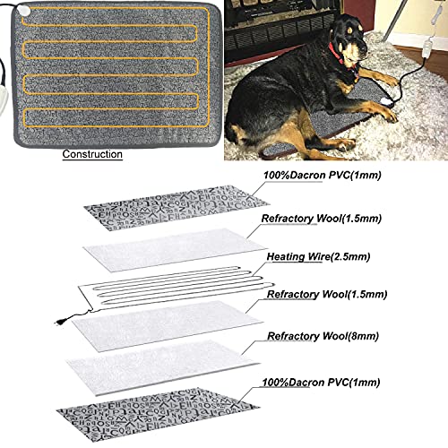 Pet Heating pad for Large Dog cat Heated Bed Dog Heating pad 34" x 21" with Soft Washable Cover Electric Heating pad Keep Pets Warmer Water Resistant Chew Resistant Cord