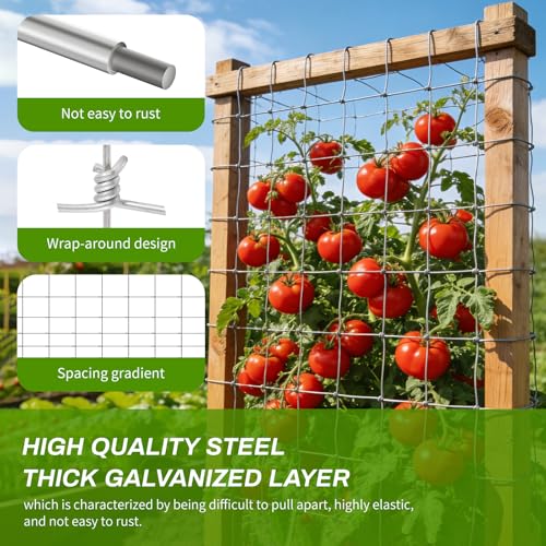 Cattle Panel 4ft x 328ft 14 Gauge Heavy Duty Galvanized Woven Wire Fence | 12 Gauge Border 8in to 3.5in Mesh for Goat Sheep Deer Horse Livestock Fencing Yard Garden Field Agricultural Farm Ranch fence - size: 14ga 4x328ft